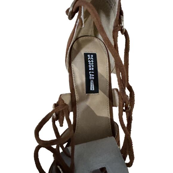 $225 NIB Lord & Taylor 7.5 Gladiator Cognac Lace Up Sandals New - Picture 7 of 10